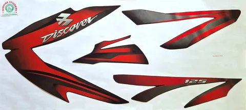Bajaj Discover 125 New Black Bike - Red Sticker — DISCOVER sticker Sri Lanka